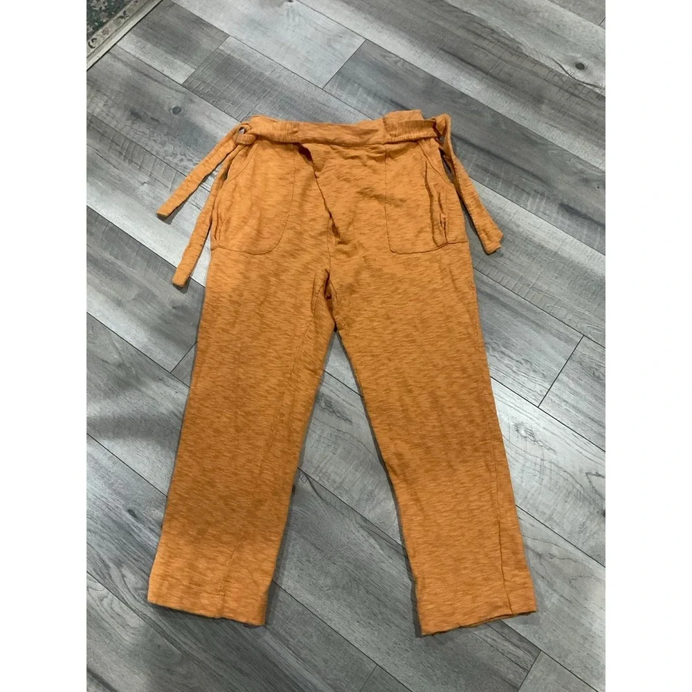Free people FP Beach‎ orange cotton duel side tie pants size medium